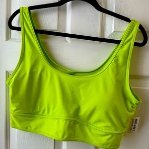 Full coverage, thick strap neon bikini top